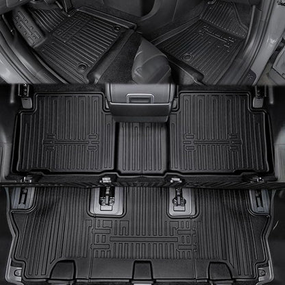 Floor Mats for 2024 2025 2026 Hyundai Santa Fe 6-Seat/7-Seat (Fit Hybrid and Fuel), All Weather TPE Floor Mat and 2-in-1 Cargo Mat with Backrest Mat for Santa Fe Accessories