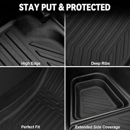 Floor Mats Set for 2017-2025 Jeep Compass Accessories(New Body Style 2nd Generation), Full Coverage All Weather Floor Mats with Cargo Mat TPE Includes Backrest Protectors & Door Sill Guards