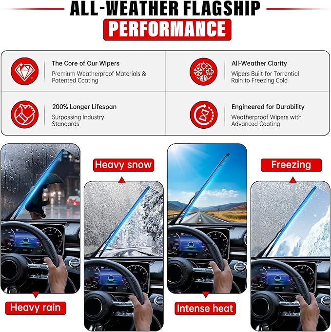 Windshield Wiper Blades Replacement for Buick Enclave 2012 2013 2014 2015 2016 2017 Original Factory Quality Front Rear Wipers Blade Set for My Car - 24" 21" 12" (Pack of 3)