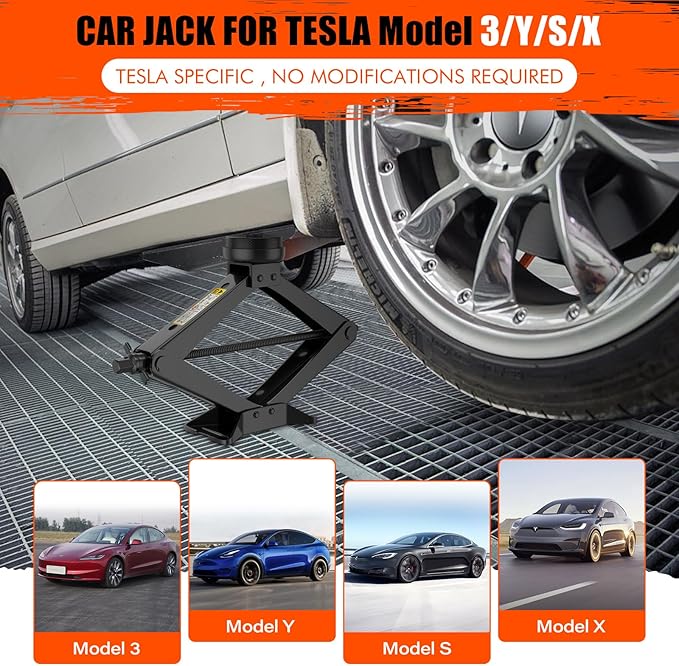 Car Jack for Tesla Model Y Model 3, IMAYCC 2.5 Ton Tesla Car Jack Kit with Pucks/Pad, Scissor Jack for Model Y/3/S/X Spare Tire Repair Tools, Tire Changing Kit for Tesla Vehicles.