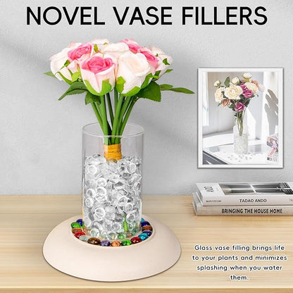1 LB Clear Glass Marbles, Transparent Mini Flat Glass Beads~150 PCS for Vase Fillers, Floral Bottom Mancala Gems Pebbles Fish Tank Rocks for Table Aquarium,Home Decor Art Craft Supplies(0.5"~0.7")