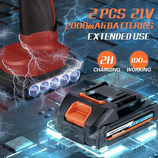 Cordless Car Buffer Polisher w/ 2x2000mAh 21V Batteries, 6 Inch Car buffer Waxer Kit, Car Polishing Machine w/ Extra 18 PCS Attachments & 6 Variable Speed, Car Buffer Polisher for Car Detailing (Red)