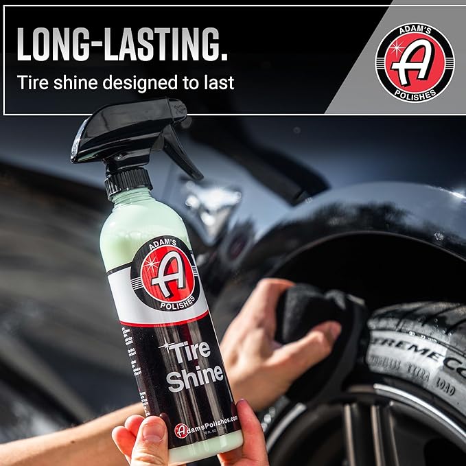 Adam's Tire Shine 16oz - Easy to Use Spray Tire Dressing W/ SiO2 for Glossy Wet Tire Look w/No Sling | Works on Rubber, Vinyl & Plastic | USA Made