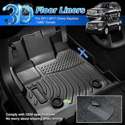 Cartist Custom Fit for Floor Mats Chevrolet Equinox/GMC Terrain Denali 2012-2017 All Weather Floor Liner Front & 2nd Row Carpet Protection TPE Odorles
