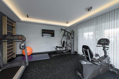 Genaflex Rubber Gym Floor Mat - 8mm Thick - Heavy Duty Commercial Protective Gym Flooring Roll (10% Red, 4' X 10')