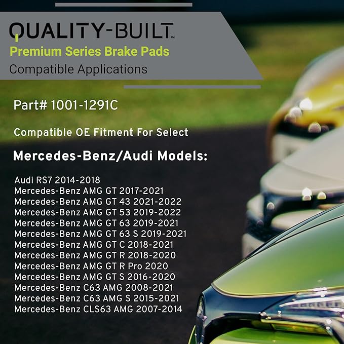 Premium Ceramic Front Brake Pads (1001-1291C) Compatible with 2007-2022 Audi/Mercedes-Benz (AMG GT/AMG GT 43/AMG GT 53/AMG GT 63/AMG GT 63 S/AMG GT C/AMG GT R/AMG GT S/C63 AMG & More)