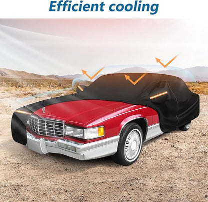 Car Cover for Cadillac Deville 1985-1993 Sedan 4 Door Waterproof All Weather Full Car Cover with Door Zipper Car Covers for Automobiles for Sun Rain Snow Protection