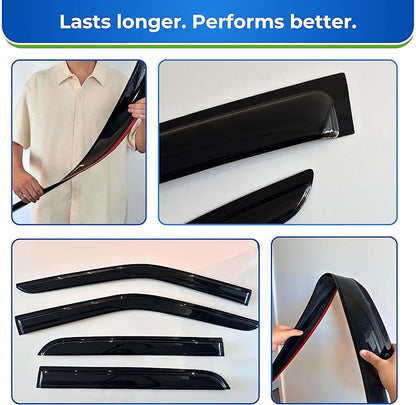 KPY Window Visor Compatible with Toyota Camry 2018-2024, 4PC Rain Guard Side Window Vent Deflectors Tape-On Mugen Style, 2018 2019 2020 2021 2022 2023 2024