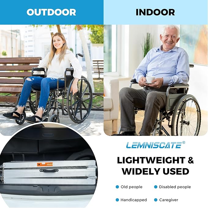 LEMNISCAT Wheelchair Ramp 5FT,Portable Wheel Chair Ramps for Steps,Non-Slip Aluminum Folding Handicap Ramps for Home Entry,Stair Ramp for Walker,Threshold Ramp for Doorways, Curbs,Car,Scooter