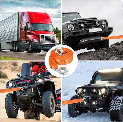 Nilight Tow Strap Heavy Duty with Safety Hooks 2”x20’ 10,000LBS Breaking Strength Towing Strap Rope for Trucks Vehicles Towing Accessories Cable Trailers, 2 Years Warranty