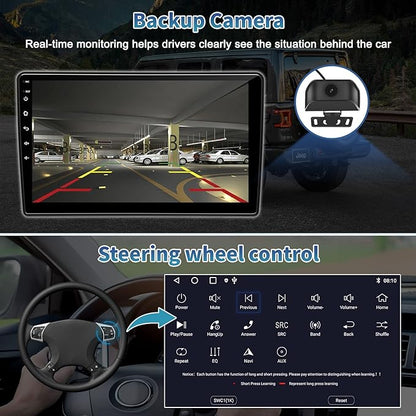 Car Radio Stereo for Jeep Wrangler JK 2007-2018 Dodge Ram 1500 2500 3500 Grand Cherokee, Android 13 2G+64G with CarPlay Android Auto 10 inch Touchscreen Head Unit, GPS BT WiFi AM/FM, Rear View Camera