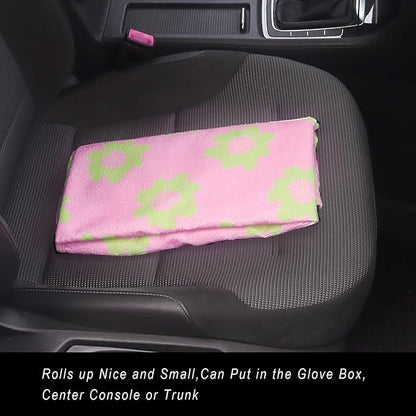 Car Seat Cover Protector Front Seats,for Gym Workout,Running,Swimming,Beach and Hiking,Waterproof Sweat Towel Bucket Seat Covers for Cars SUV Trucks (Flower and Pink, 2Pcs)