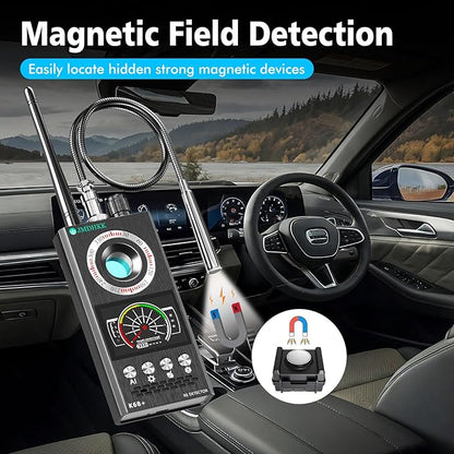 JMDHKK Hidden Camera Detector & Bug Detector – Magnetic Tracker & Wireless Signal Finder for Home, Office, Hotel, Car – Advanced Privacy Protection for Travel & Security (Gray)