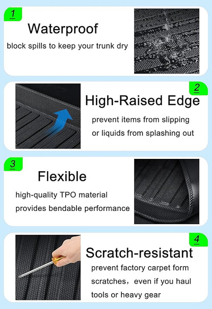 RAV4 Cargo Liners - All Weather Rear Cargo Trunk Tray Floor Mats Compatible with 2013 2014 Toyota RAV4 Non Electric(EV) Models,2015-2018 Toyota RAV4 All Models,3D Waterproof TPO Accessories Custom Fit
