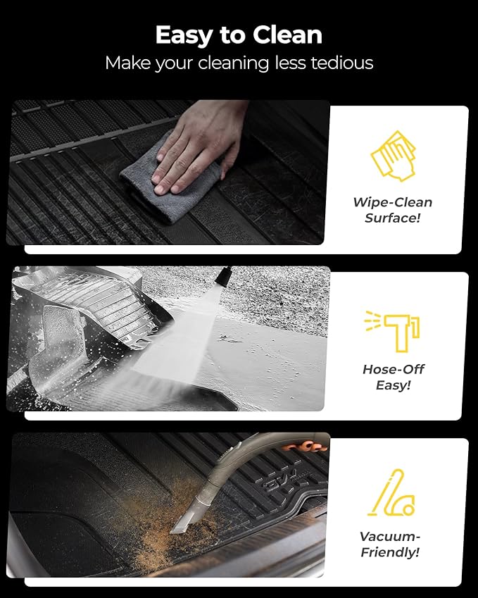3W Cargo Liner Compatible with Jeep Grand Wagoneer(Non L) 2022-2024 2025 7 Passenger Model All Weather Custom Fit Black Trunk Mat Set