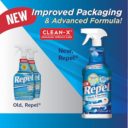 Clean-X REPEL Glass & Surface Cleaner 32 fl. oz. - Cleans & Repels water spots and dirt on glass, mirror, tile and multi surface by UNELKO (3)