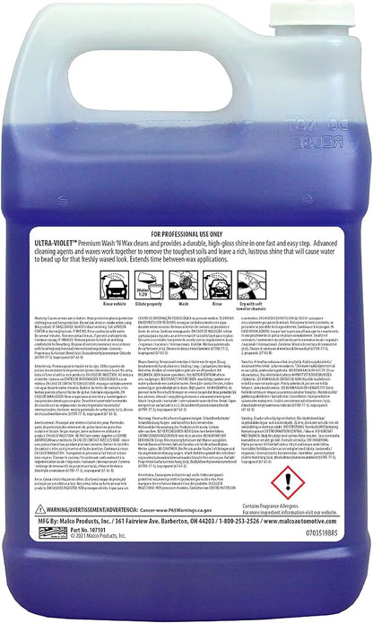Malco Ultra Violet Premium Wash'n Wax – Best 2-In-1 Car Wash and Wax/Cleans and Provides A Durable, High-Gloss Shine in One Fast and Easy Step / 1 Gallon (107101)