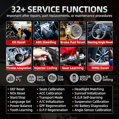 LAUNCH OBD2 Scanner CRP919X Lite, Active Tests & 32+ Reset Services Bidirectional Scan Tool, 2025 New with 2-Year Free Update, OE-Level Full System Scan Tool, ABS Bleeding, BMS/Oil Reset, Auto VIN