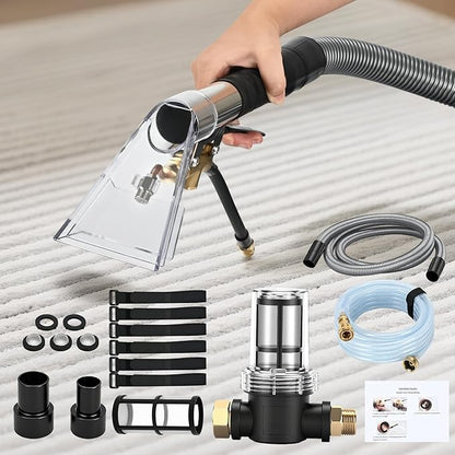 Upgraded Vacuum Cleaner Extractor Kit Compatible with Shop Vac, 50 FT Waterline, Carpet and Upholstery Cleaning Extractor Hose Kit with Hose and Adapter for Home and Car Cleaning, 10 FT Vacuum Hose