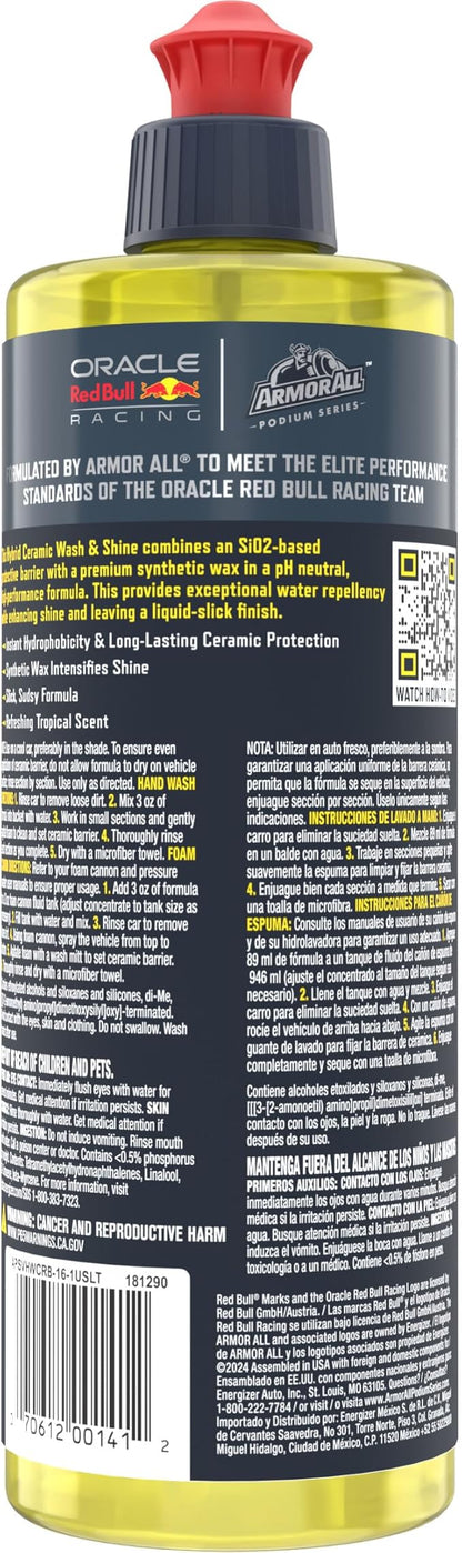 Armor All Podium Series Hybrid Ceramic Wash & Shine, 16 fl oz, 2-in-1 Car Wash and Wax Developed in Collaboration With Oracle Red Bull Racing