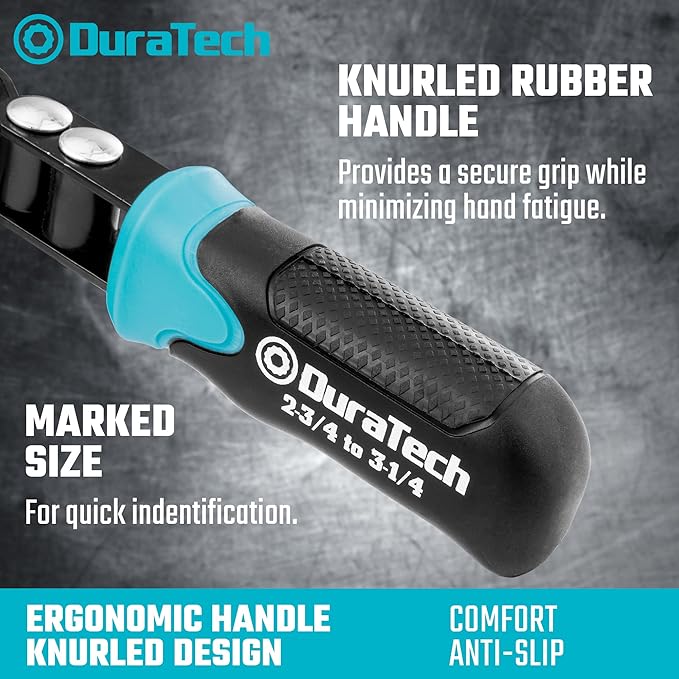 DURATECH Anti-Slip Small Swivel Oil Filter Wrench, Oil Filter Removal Tool Fits Filters 2-3/4" to 3-1/4", Perfect for Car Repair Tools