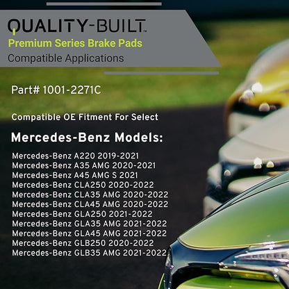 Premium Ceramic Rear Brake Pads (1001-2271C) Compatible with 2019-2022 Mercedes-Benz (A220/A35 AMG/A45 AMG S/CLA250/CLA35 AMG/CLA45 AMG/GLA250/GLA35 AMG/GLA45 AMG/GLB250/GLB35 AMG)