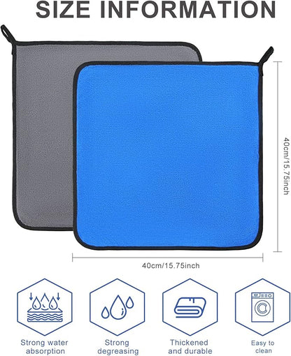 Nuenen 20 Count Microfiber Cleaning Towels for Cars 800 GSM Thick Plush Microfiber Cleaning Cloth Dusting Cloth Auto Detailing Absorbent Towels for Car Kitchen Window, 15.75 Inch(Grey and Blue)