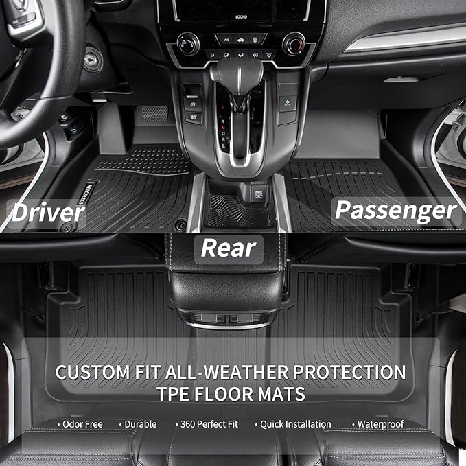 KELCSEECS® Floor Mats & Cargo Liner Custom for 2018-2022 Honda Accord/Honda Accord Hybrid All Weather Protection TPE Floor Liners Front& Rear Row Full Set Accessories Black
