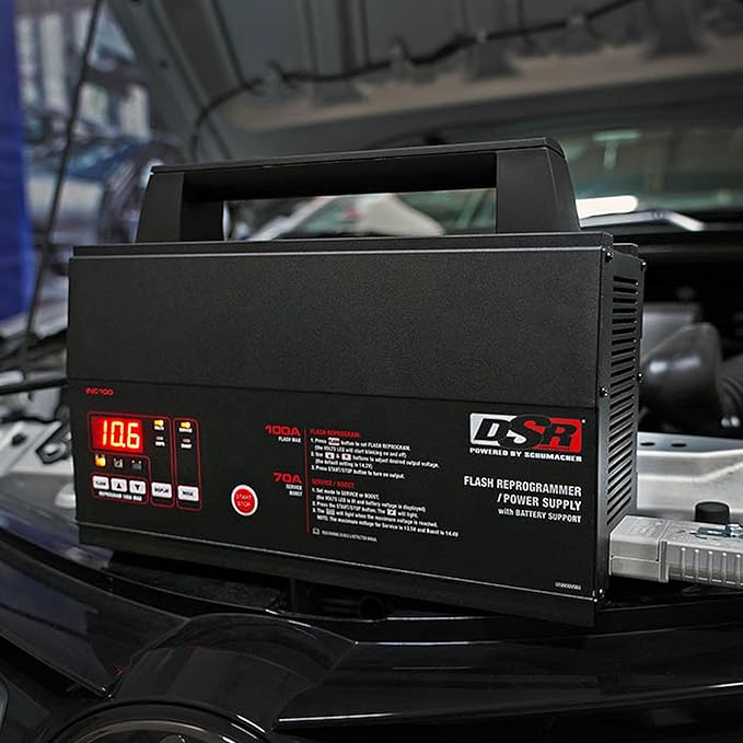 Schumacher Electric 100A Car Battery Charger and Power Supply, DSR Professional Grade, Service Mode, Flash Reprogram, Boost Charge, INC100, for 12V Automotive and Marine Batteries