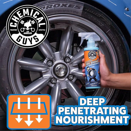 Chemical Guys Tire Kicker Sprayable Extra Glossy Tire Shine (Works on Rubber, Vinyl & Plastic), Great for Cars, Trucks, SUVs, Motorcycles, RVs & More, 16 oz (2 Pack)