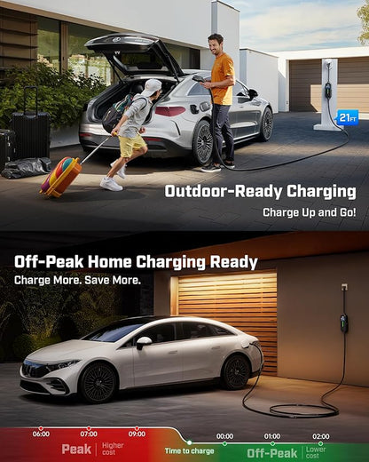 2025 Upgraded Level 1&2 Portable EV Charger, 16Amp Adjustable Current & Timer, 110V–240V, NEMA 5-15 & 6-20 Plugs, 21Ft EV Charging Cable, J1772 Electric Car Charger for All EVs/PHEVs, EV Charging Cord