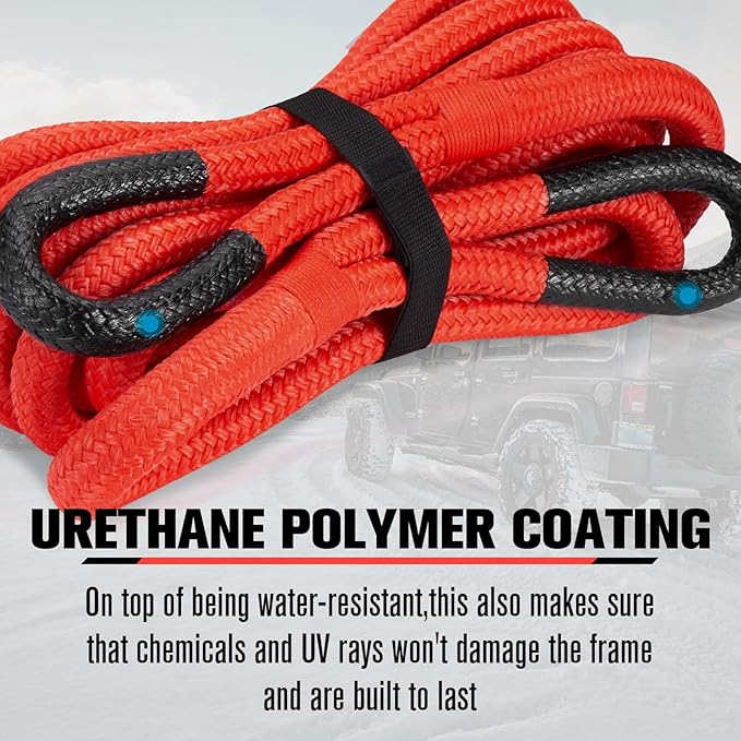 FieryRed Kinetic Recovery Rope Kit with 2 Soft Shackles, 1 Inch x 30 FT Tow Rope,Heavy Duty Offroad Snatch Strap for UTV, ATV, Truck, Car, Jeep, Tractor