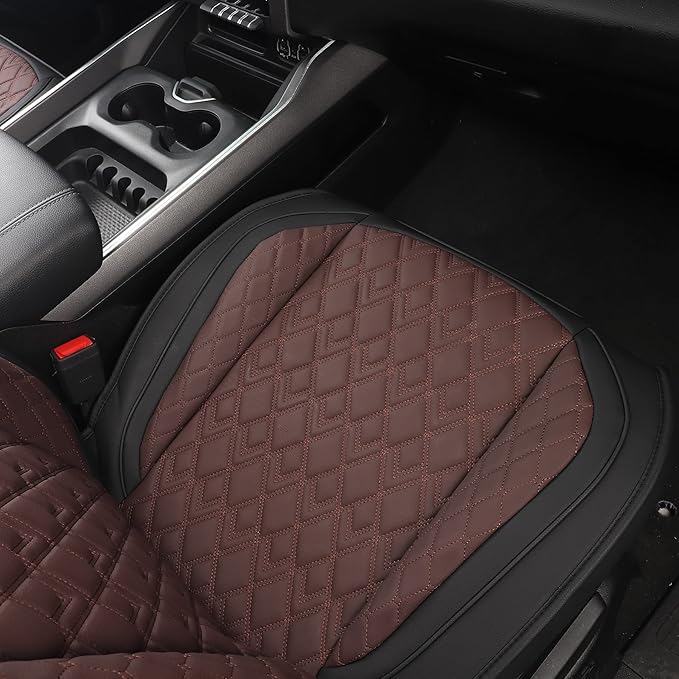 JOJOBAY Car Seat Covers for Dodge Ram Full Set,Fit Ram 2009-2025 1500/2500/3500 Pick-up Truck,Crew,Regular,Quad,Mega Cab,Waterproof Leather Seat Covers Protectors（5PCS Full Set,Black-Brown）