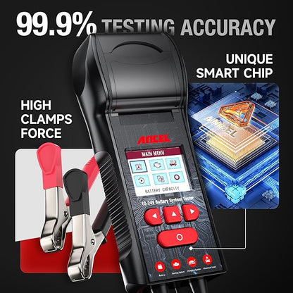 ANCEL BST600 Car Battery Tester with Printer - 12V/24V, 100-2000 CCA, Digital Auto Battery Load Tester - Cranking and Charging System Test for Heavy Duty Truck, Marine, Motorcycles, RVs, SUVs, Boats