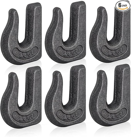 Weld-on Grab Chain Hook 3/8-in Heavy Duty Tow Hook G70 Forged Steel Tractor Hook Weldable for Car, Truck,SUV, RV,UTV,Tractors (6Pcs)