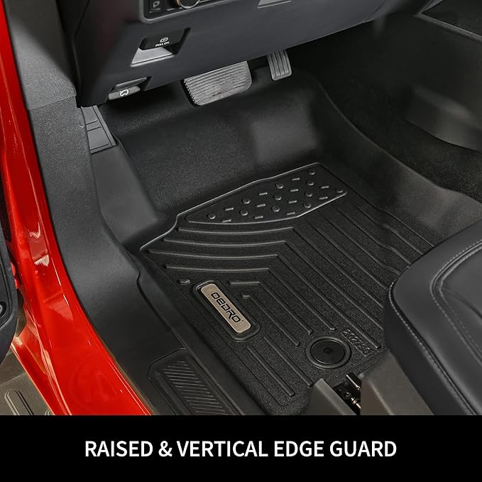 OEDRO Floor Mats Fit for Toyota Tacoma Double Cab 2005-2011, TPE All Weather Custom Fit Tacoma Car Mats, Front & 2nd Seat 2 Row Floor Liner Set, Black