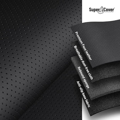 Super Cover for Toyota Tundra Seat Covers 2014-2021(CrewMax only), Full Covered Black Seat Protectors Pickup Truck Leather Seat Cover Set for Tundra 2021 2020 2019 2018 2017 2016 2015 2014 Accessories