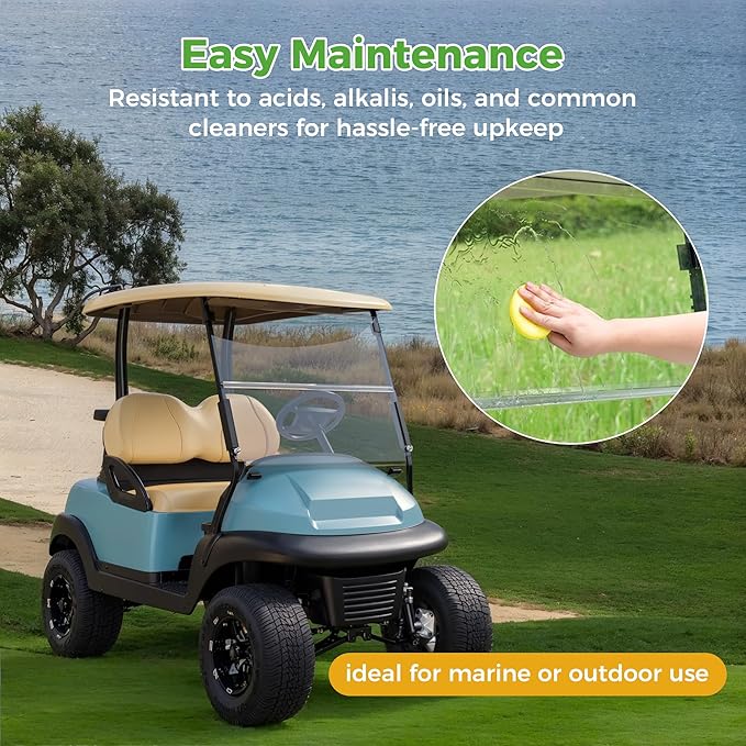 10L0L Golf Cart Windshield for Club Car Precedent 2004-Up, Tempo, 2017-Up Onward, Clear/Tinted Fold Down Club Car Windshield Anti-UV Impact Resistant - 37.5"W X 33.6"H