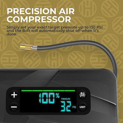 HALO Bolt Ultimate 3 Portable Car Battery Jump Starter | 130 PSI Air Compressor, 55.5Wh USB Power Bank, Large Display, Emergency Floodlight & Charger, Jumps Cars SUVs & Trucks, Inflates Tires — Grey