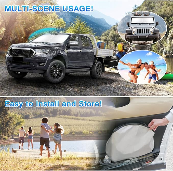 T TGBROS Windshield Sun Shade Custom Fit for 2016-2022 Honda HR-V HRV Accessories Foldable Sun Shield Reflective Polyester Sun Visor Cover Block Heat and Sun Protection