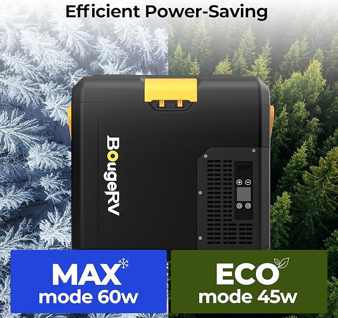 BougeRV CRH 12 Volt Refrigerator, 19QT Car Fridge with 173Wh Detachable Battery, 18L Portable Freezer, -4~68℉, 12/24V DC, 110~240V AC, Ideal for 2 People, Road Trips, Truck, Camping (Battery Included)