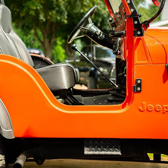 CJ5 Side Steps Compatible with Jeep © CJ Vehicles (Pair) - Solid Steel Construction - Metal Diamond Treadplate Traction Design - Universal Fitment on Classic CJ-5 (CJ5 Cutout)