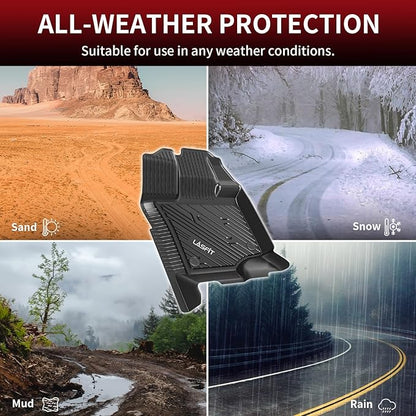 LASFIT Front Floor Mats for Ford F-150 2015-2025 | F150 Lightning 2022-2025 SuperCrew & Super Cab Carpet Floor All Weather Car Liners TPE Truck Mats-First Row Only, 2pcs Black