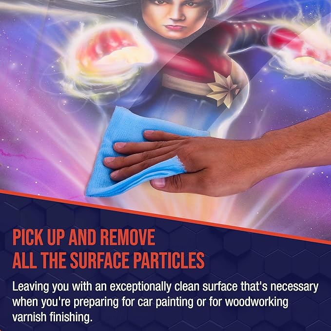 TCP Global - Pure Blue Superior Tack Cloths - Tack Rags (Box of 36) - Automotive Car Painters Professional Grade - Removes Dust, Sanding Particles, Cleans Surfaces - Wax and Silicone Free, Anti-Static