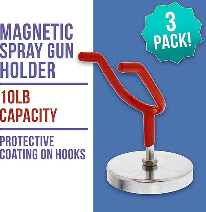 TCP Global Brand Magnetic Paint Spray Gun Holder Stand for Gravity Feed Cup HVLP, Spray Booth, Body Shop Wall (Pack of 3)