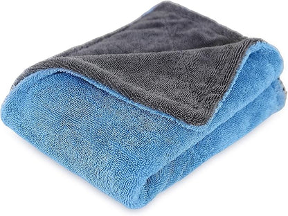 LIVOS Extra Large Car Drying Towel, Twisted Terry Microfiber Towels for Cars, 1000GSM Professional Quick Dry Cleaning Cloth for Car, Scratch-Free, Absorbent Wash Towel, 25" x 36" (Blue&Grey)