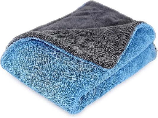 LIVOS Extra Large Car Drying Towel, Twisted Terry Microfiber Towels for Cars, 1000GSM Professional Quick Dry Cleaning Cloth for Car, Scratch-Free, Absorbent Wash Towel, 25" x 36" (Blue&Grey)