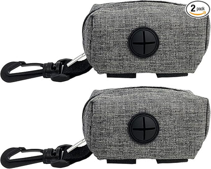 (2 Pack) Dog Poop Bag Holder for Leash,Doggie Waste Bag Dispenser Small Doggy Poop Bag Zipper Pouch with Carabiner Clip, Leash Attachment Holder for Pet Puppy Poop Bags