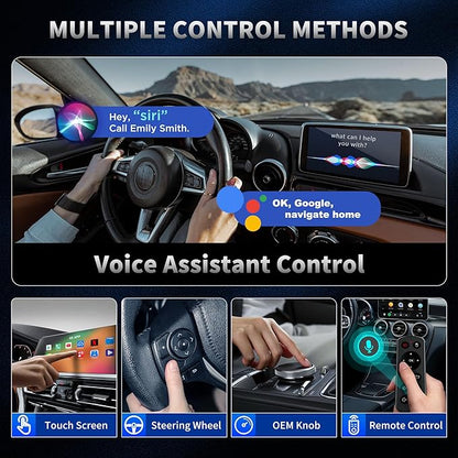 4-in-1 Wireless CarPlay Adapter & Android Auto Wireless Adapter, Stream Netflix, YouTube, and More, Split-Screen & Mirroring, for Cars with OEM Wired CarPlay/Android Auto
