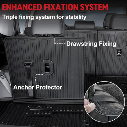 Floor Mats for 2024 2025 2026 Hyundai Santa Fe 6-Seat/7-Seat (Fit Hybrid and Fuel), All Weather TPE Floor Mat and 2-in-1 Cargo Mat with Backrest Mat for Santa Fe Accessories